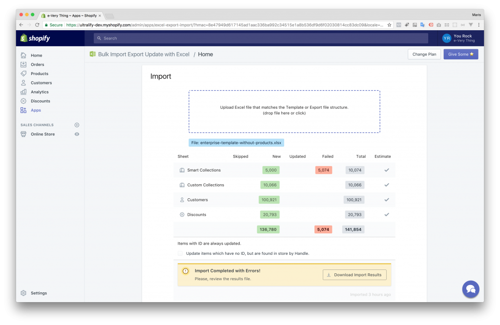 Shopify import Matrixify Excel CSV XLSX