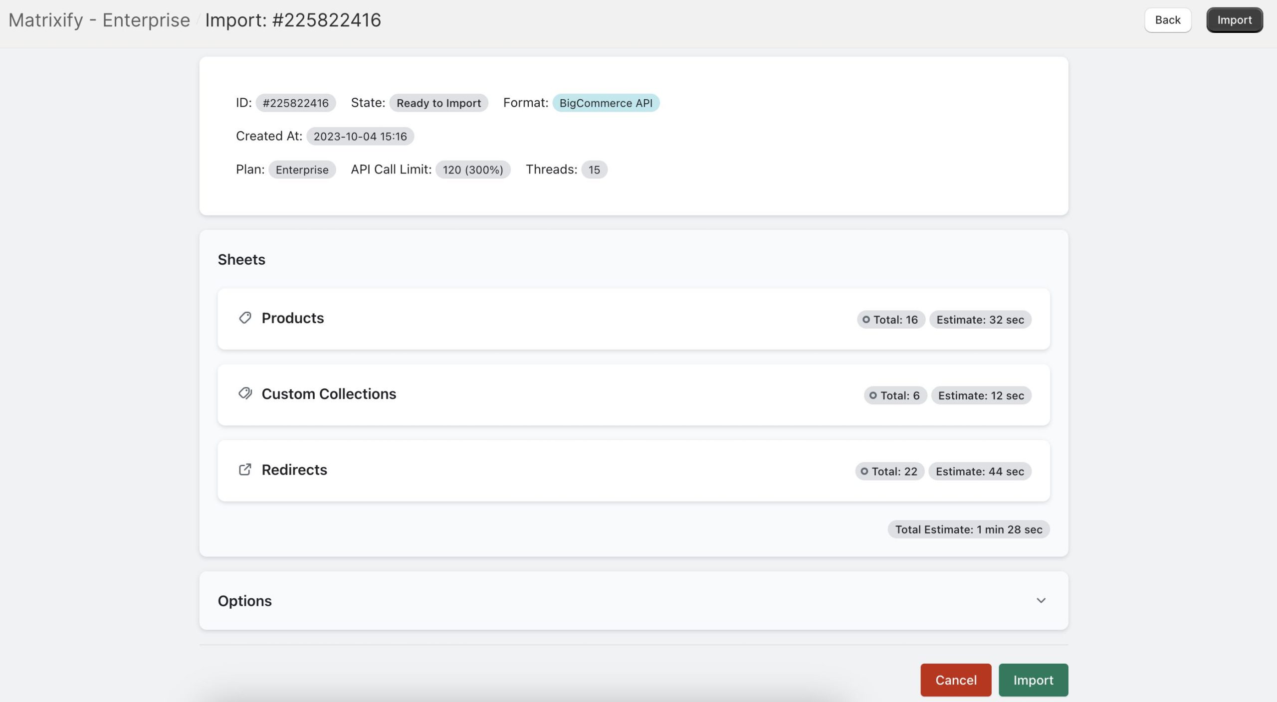 BigCommerce API Import