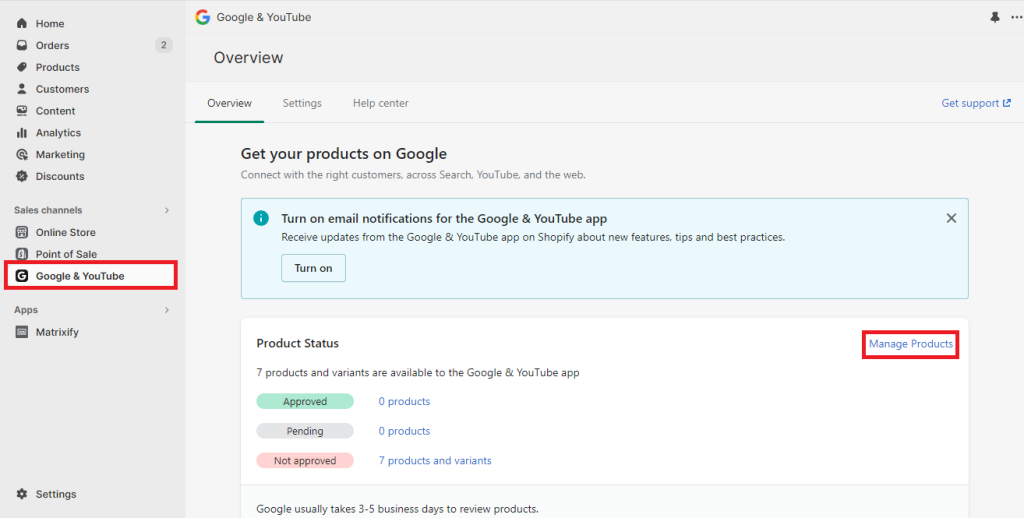 Bulk manage Shopify Google Sales Channel Product fields data - Matrixify