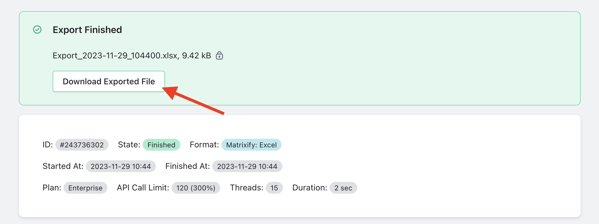 Download Exported Products file