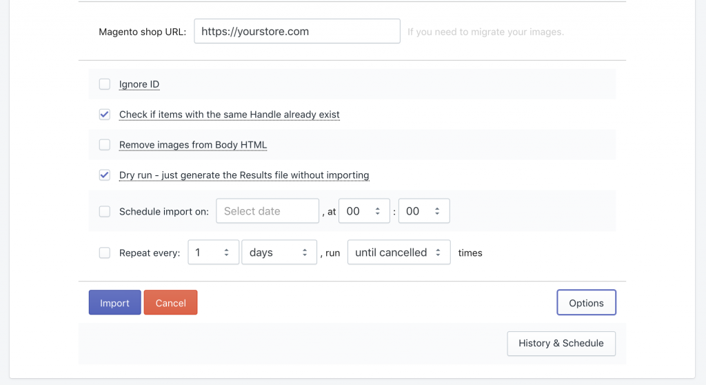Dry run convert from Magento CSV to Shopify