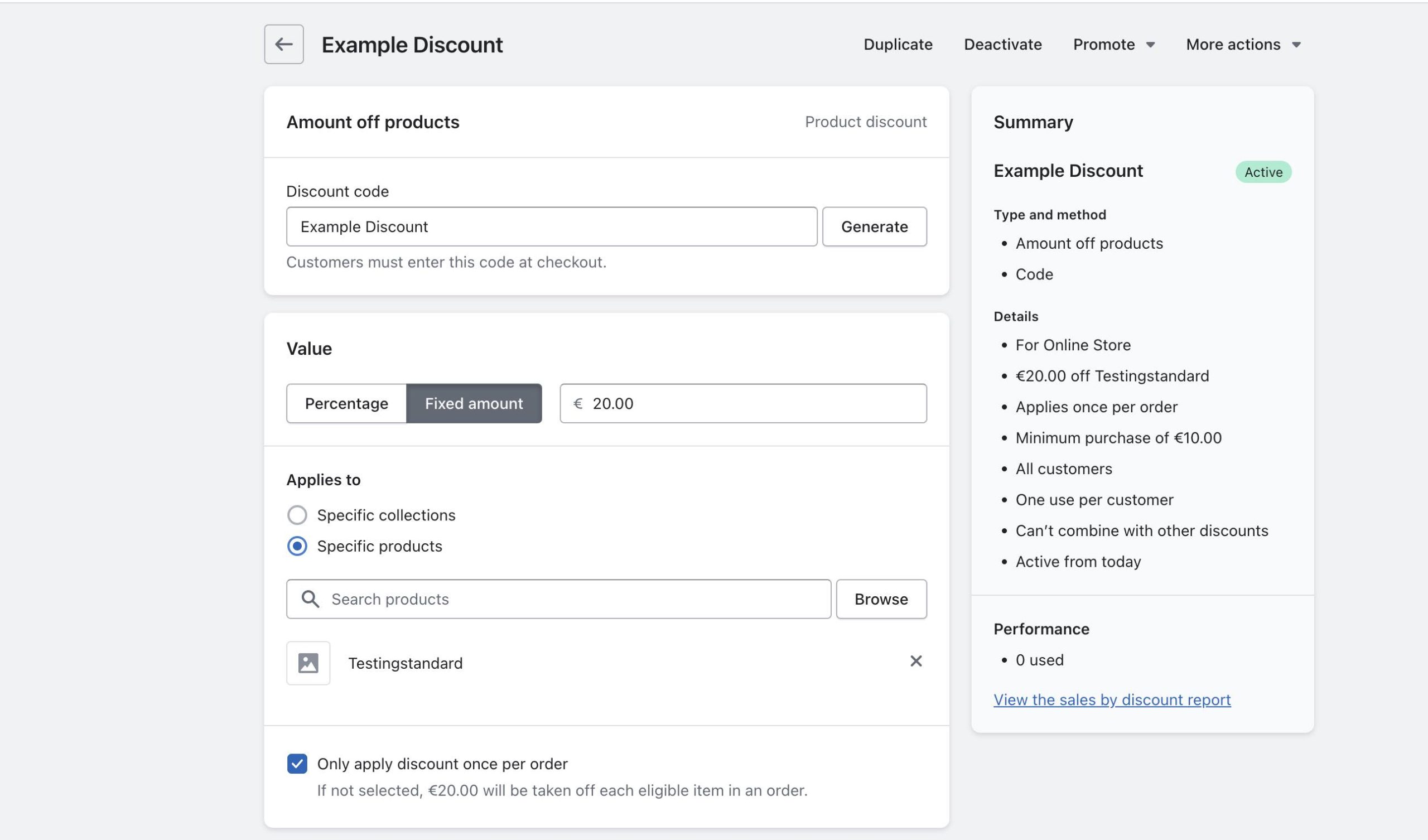 Example Discount in Shopify Admin