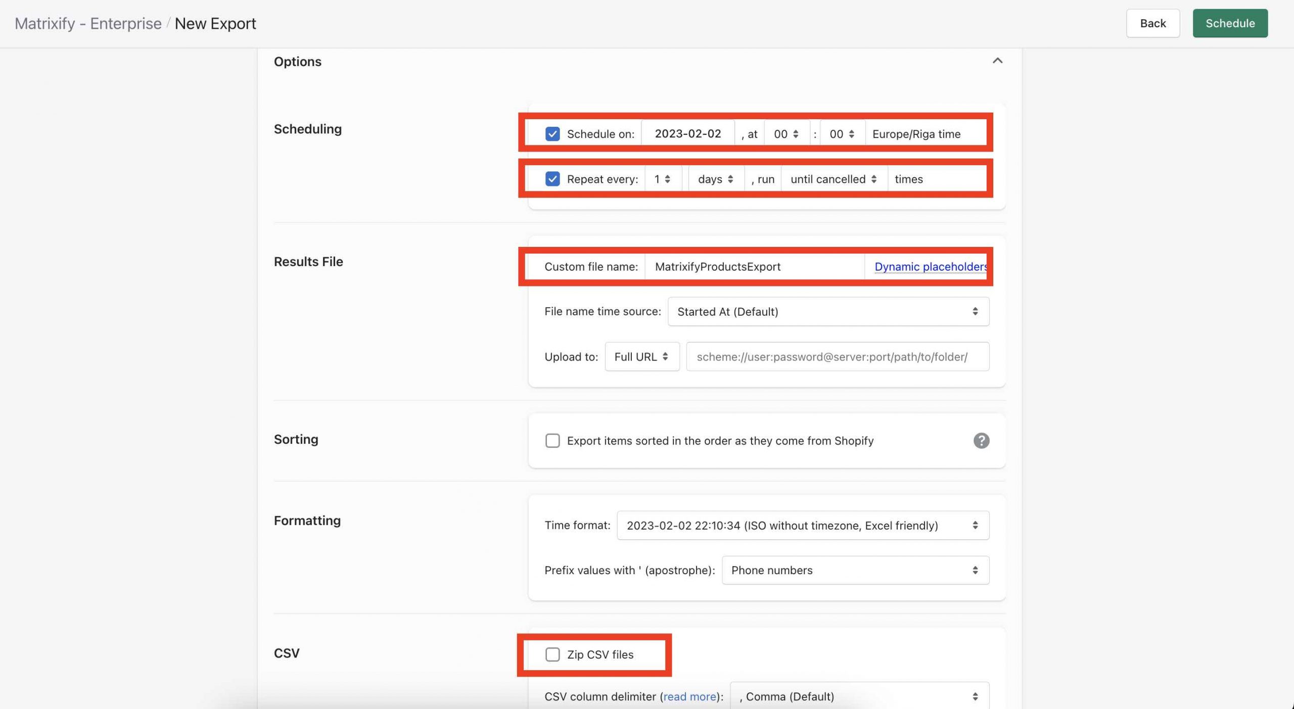 Schedule import to Shopify from Google Drive - Matrixify App