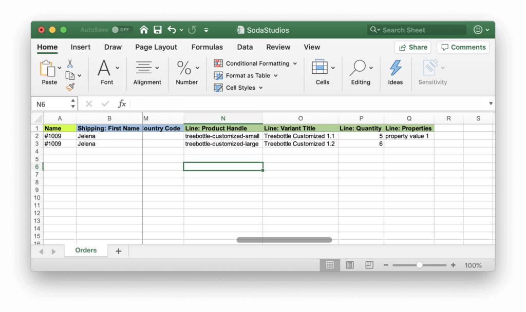 Export Shopify Orders to Soda Studios AG