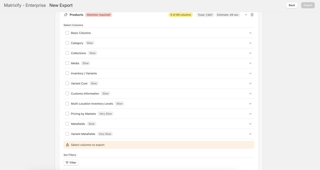 How to bulk export products from Shopify with Matrixify