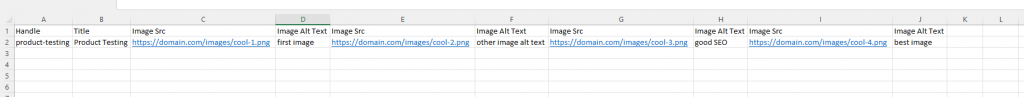 Import Shopify images same row multiple image columns Matrixify CSV Excel XLSX