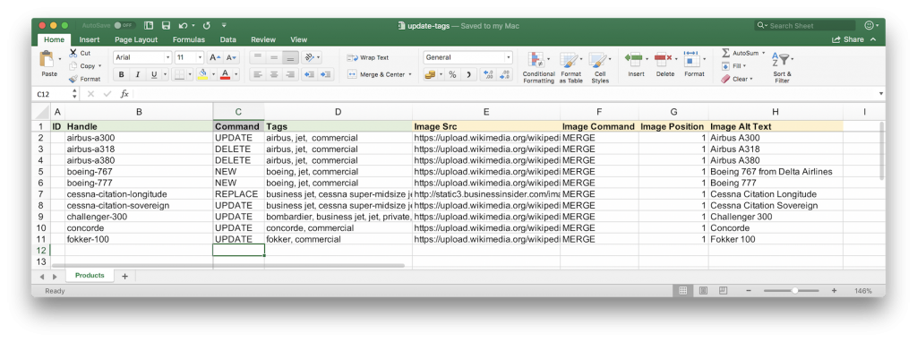 Import to Shopify only specific fields