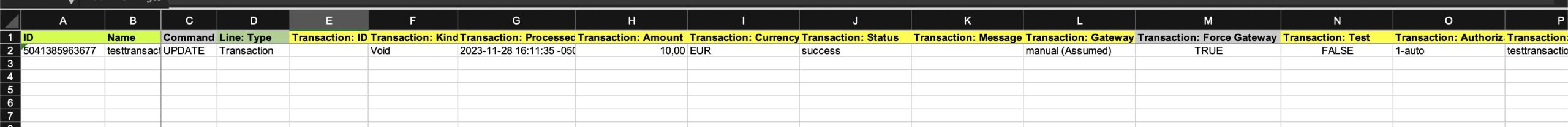 Import to Void Transaction