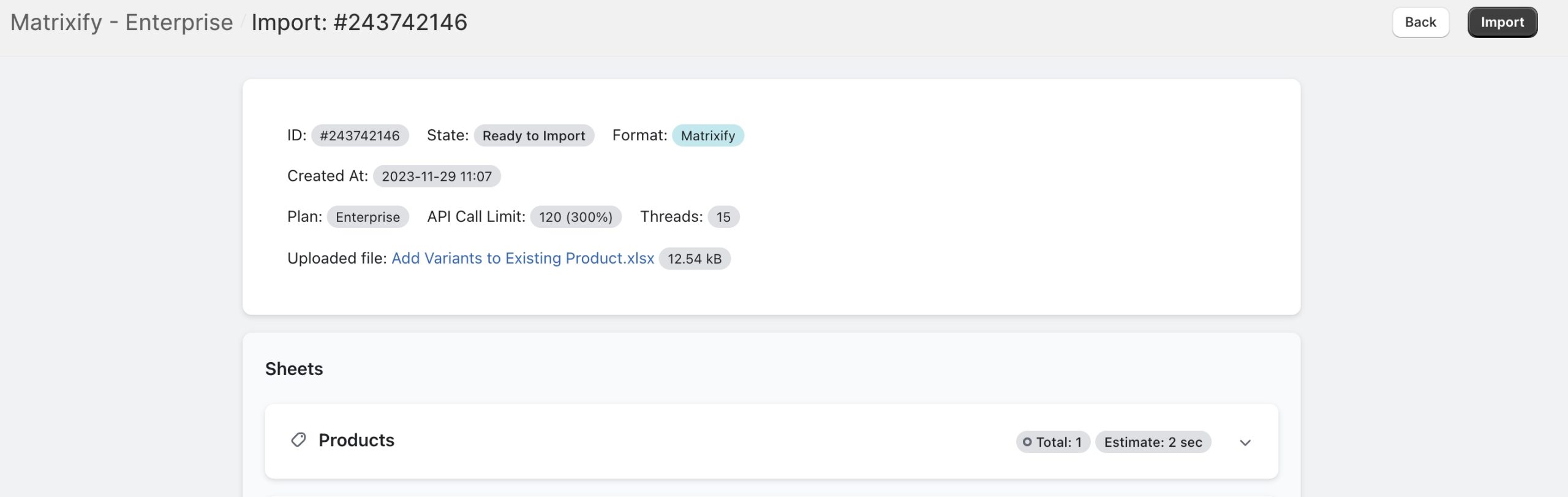 Import to add Variants to an Existing Product