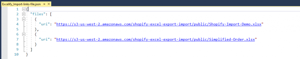 Import urls from json file to Shopify excelify excel csv xlsx