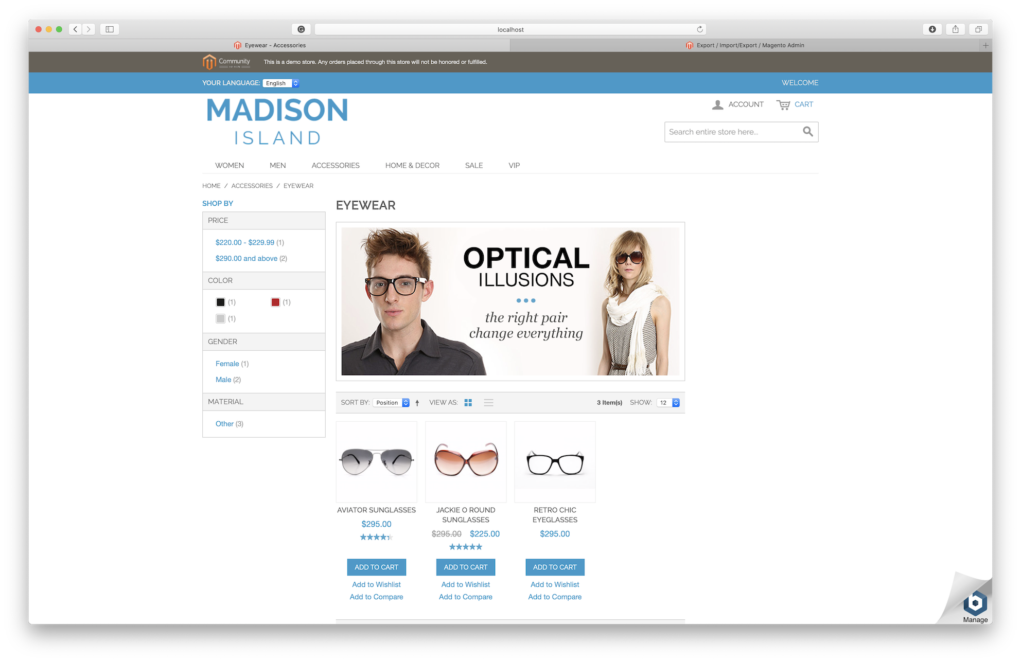Magento store sample to migrate to Shopify