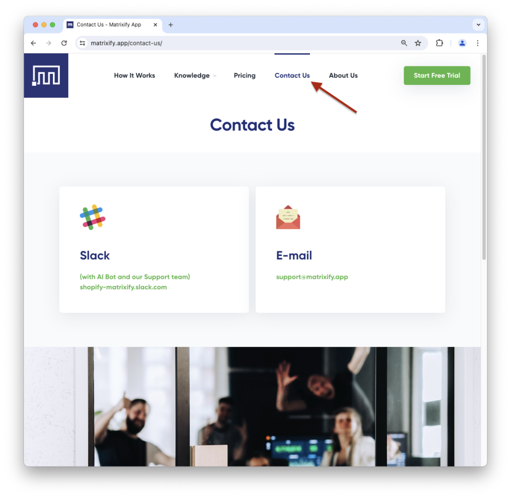 Matrixify app - Contact us support help Shopify data import export migrate bulk