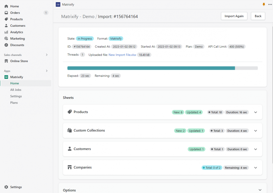 Matrixify app Import page export import CSV Excel XSLX bulk manage Shopify store