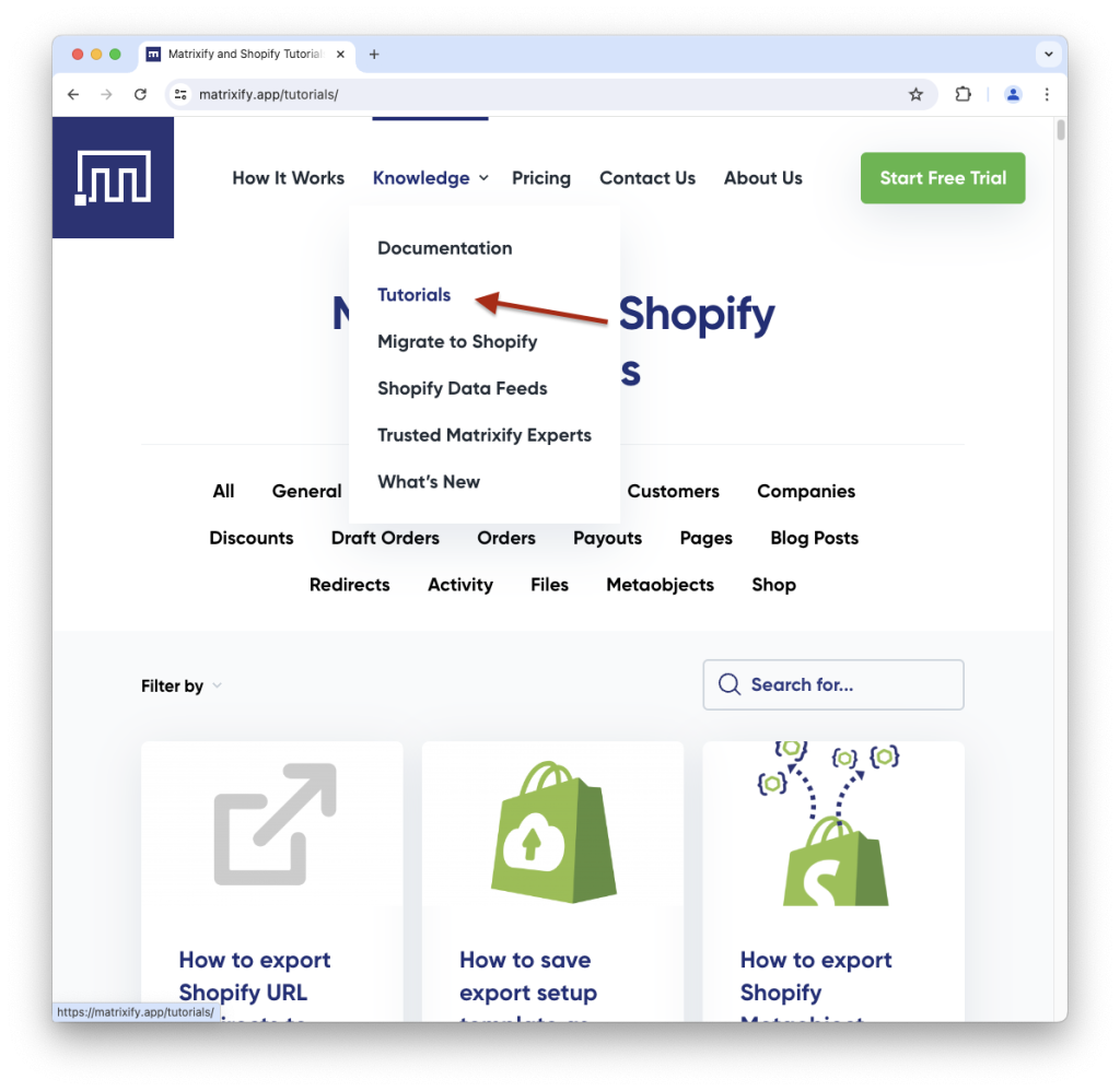 Matrixify app - tutorials bulk import export Shopify data migrate