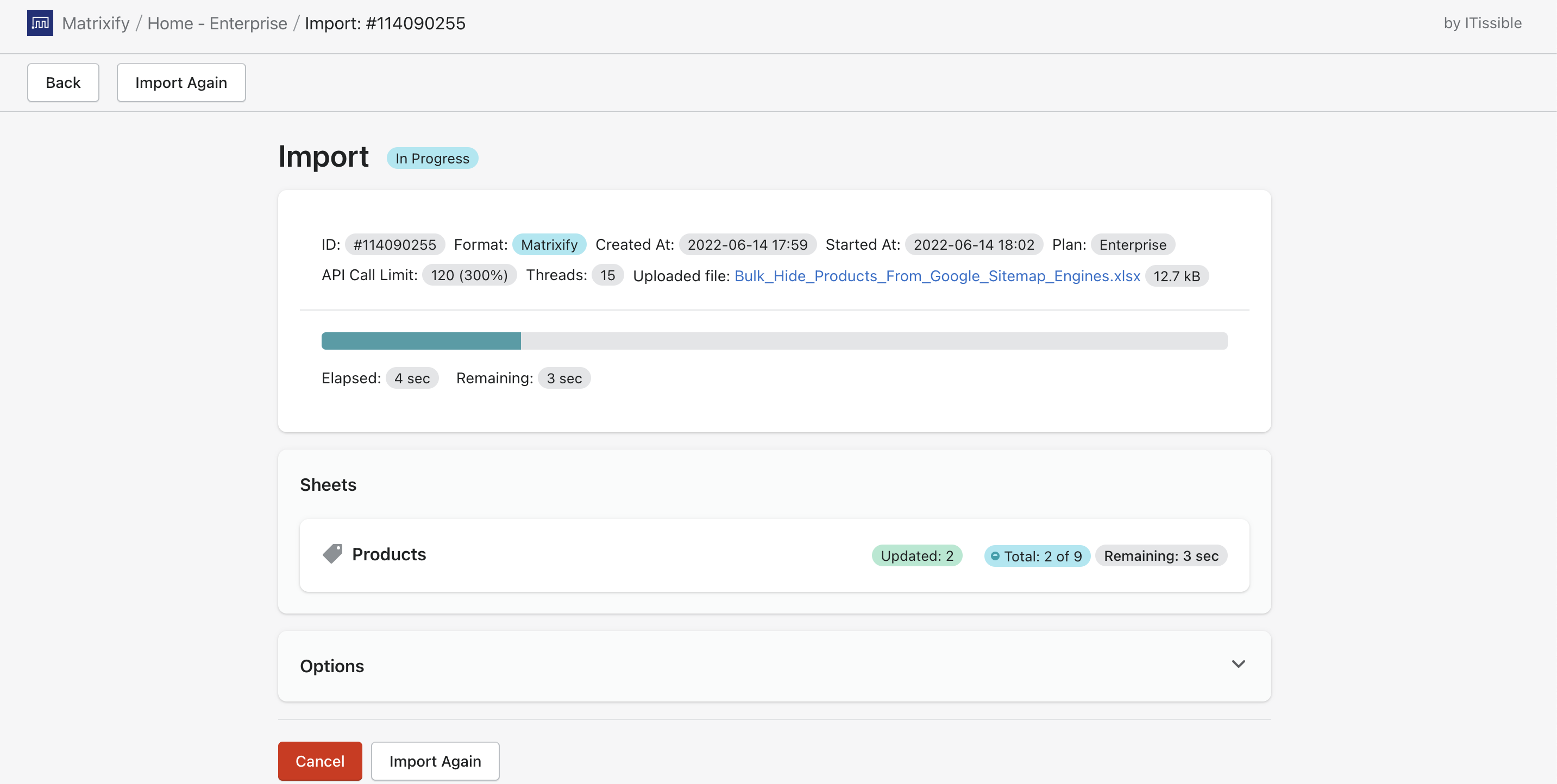 Bulk hide Products from Google sitemap engines Import in progress