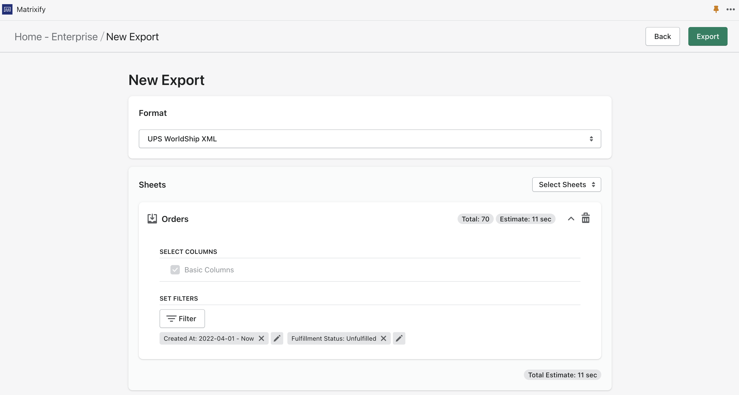 Export Orders with Filters