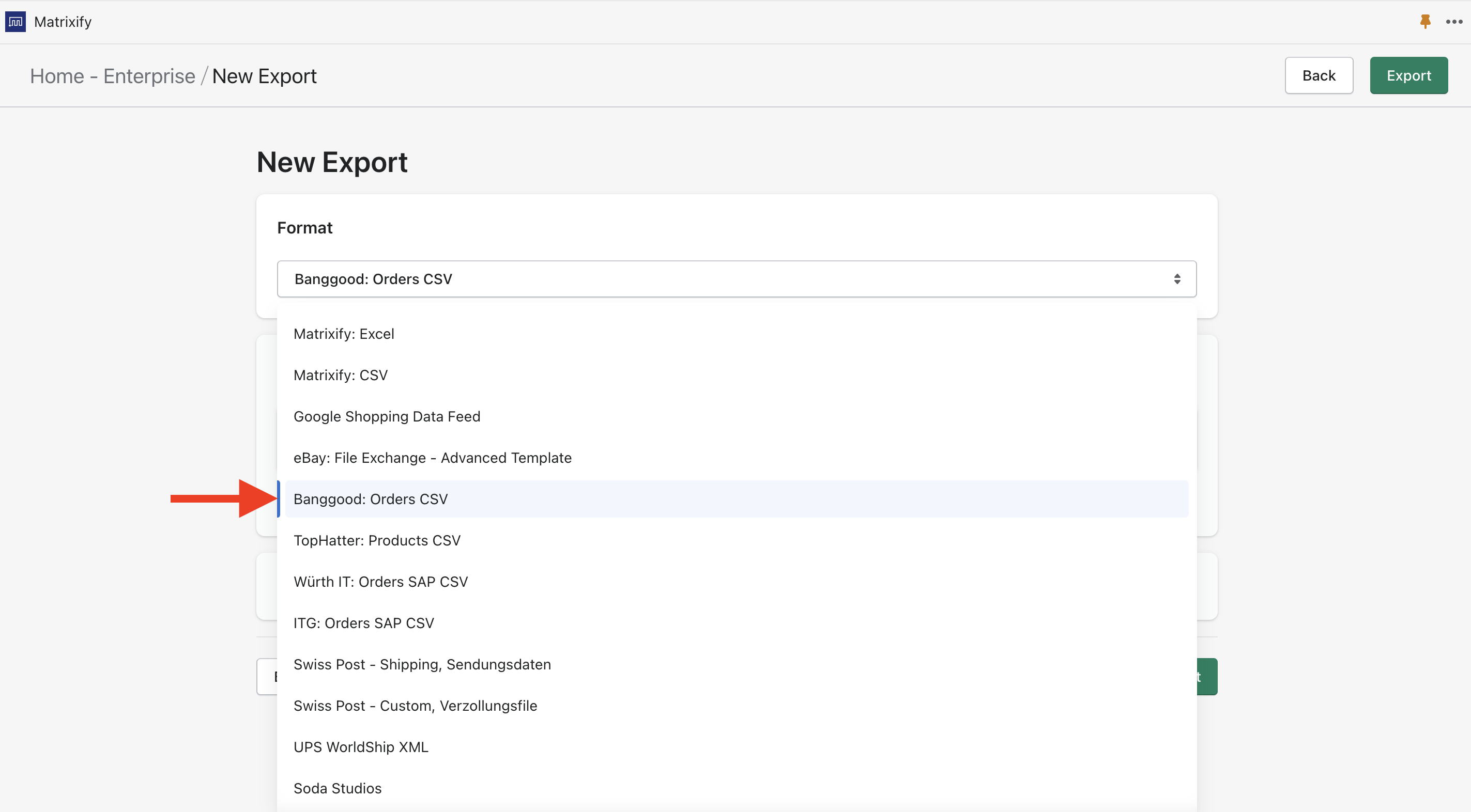 Export format Banggood Orders