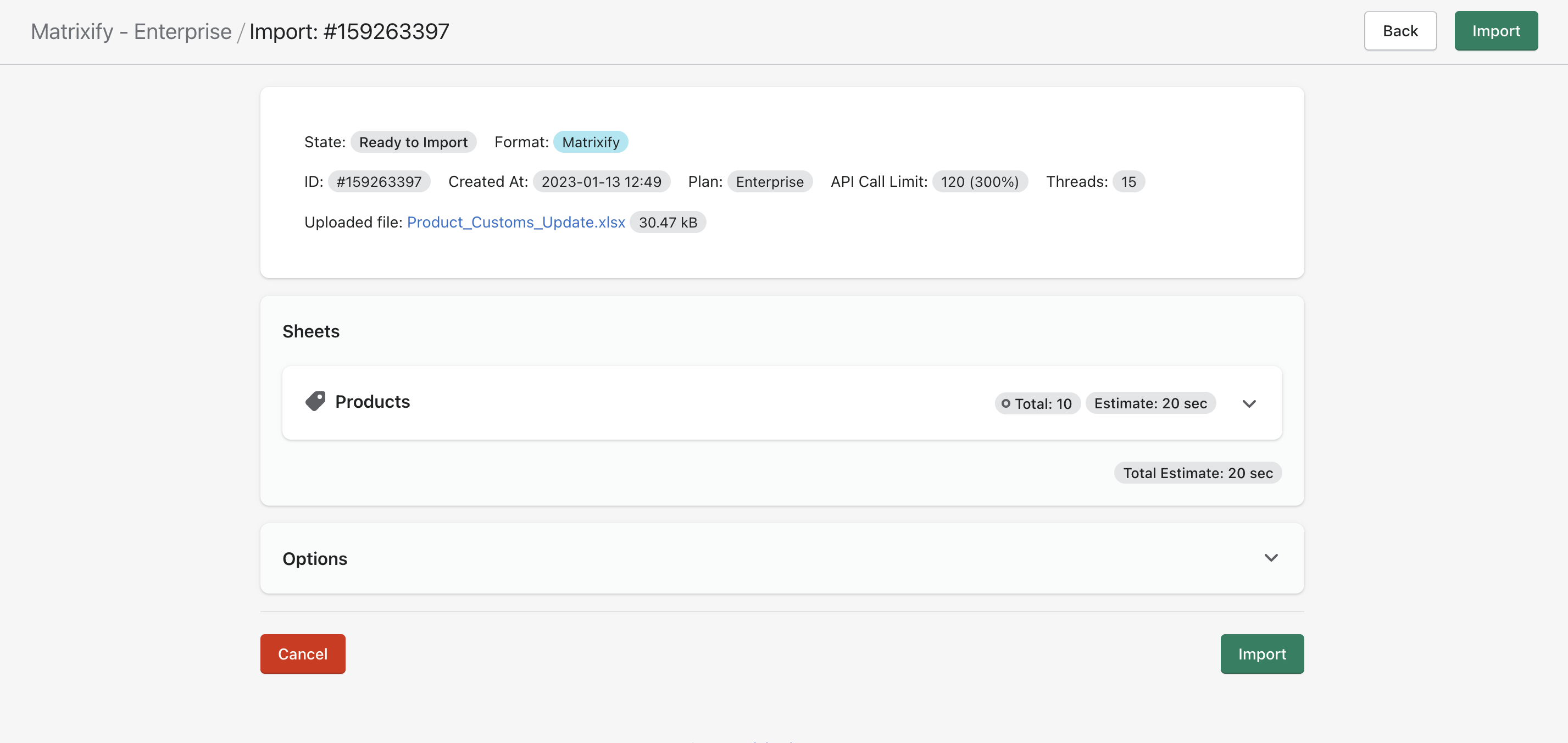 Customs Information update Import