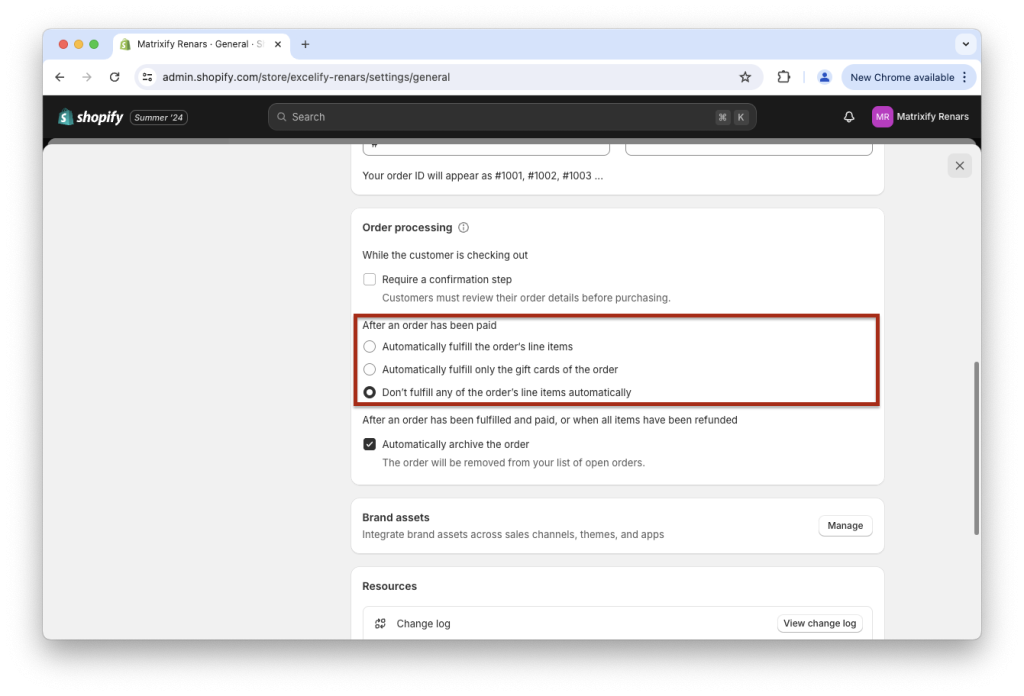 Disable Shopify automatic fulfillment clone store fulfillment notification orders Matrixify duplicate store