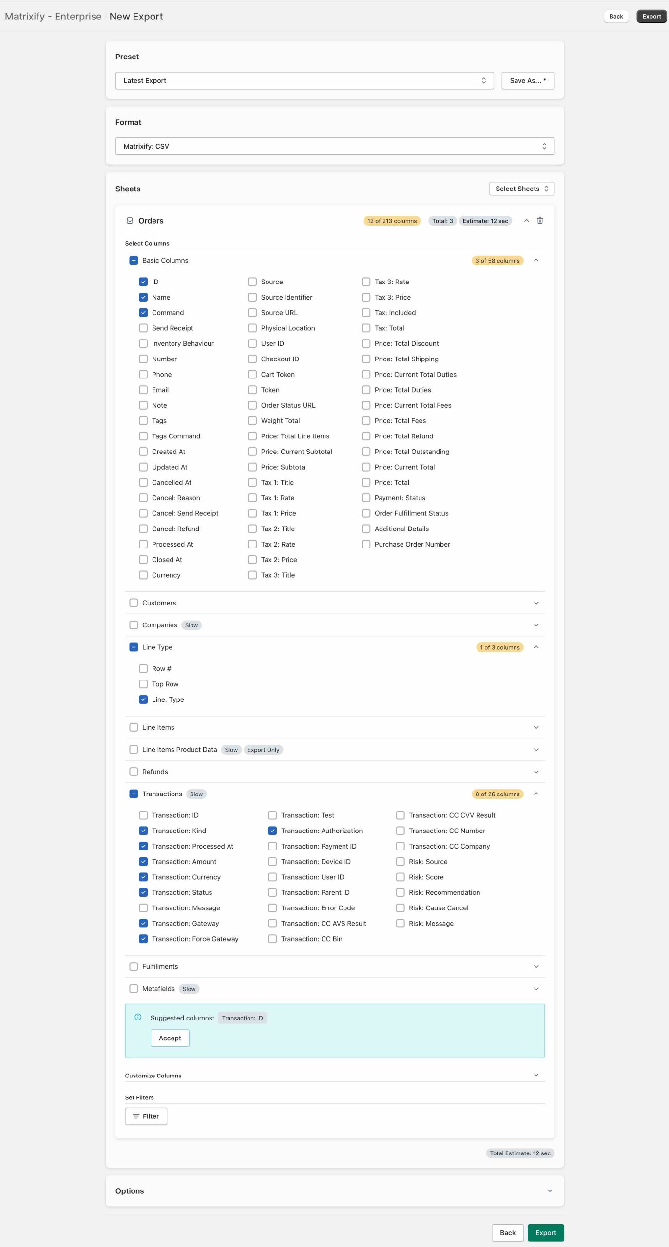 Selected only specific columns from column groups