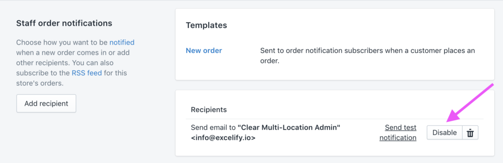 Shopify Admin - disable the Staff order notifications when importing from Magento