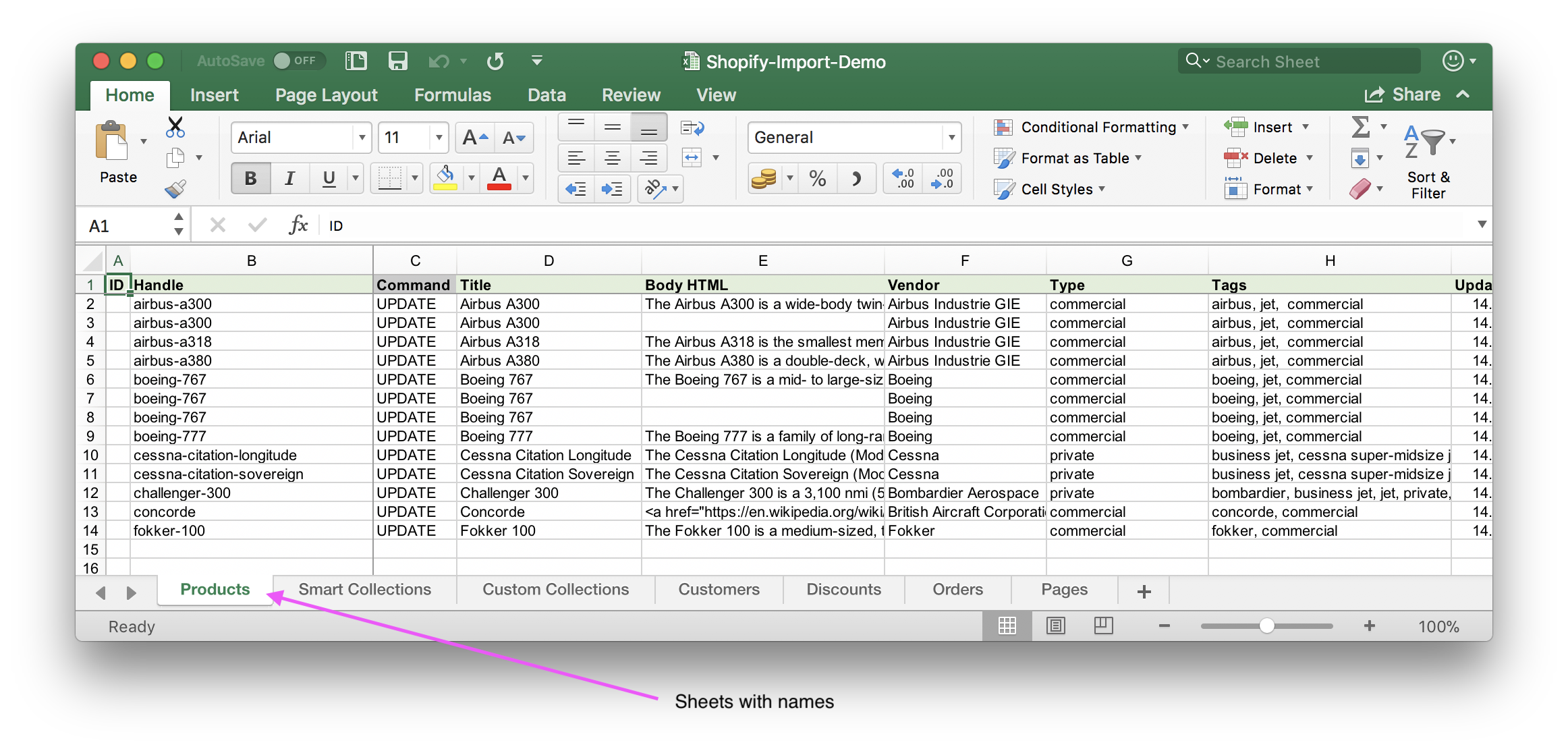 excel format template