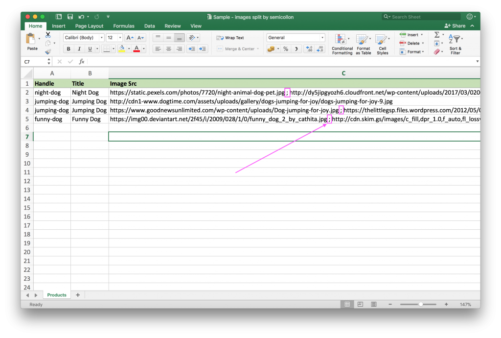Shopify import several product images separated by semicolon
