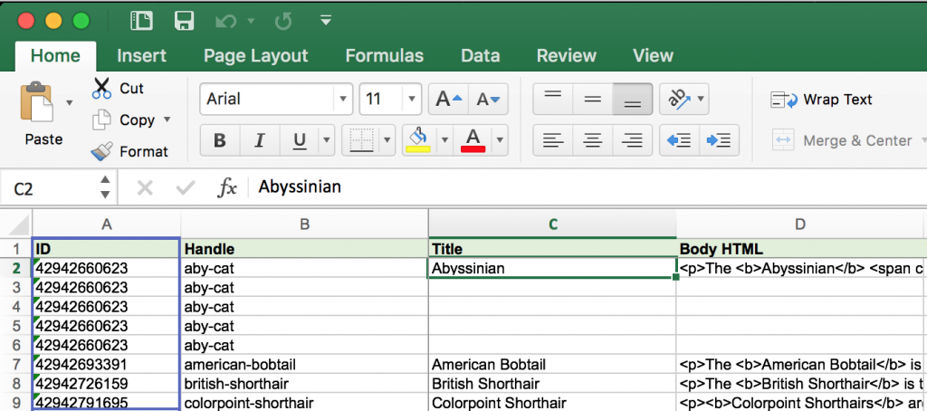 Shopify import upadte by ID