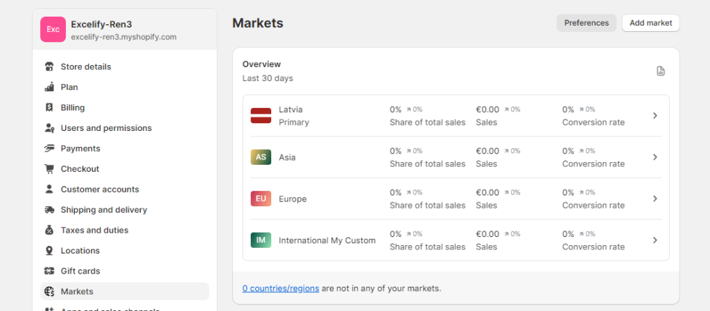 Shopify markets settings bulk manage market pricing CSV Excel XLSX Matrixify
