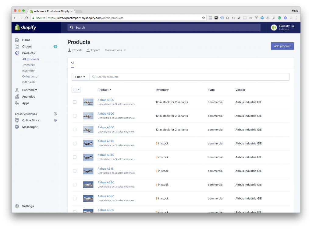 Shopify store with duplicate products