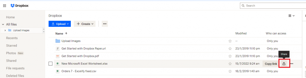 dropbox copy link from share web Matrixify Excel CSV