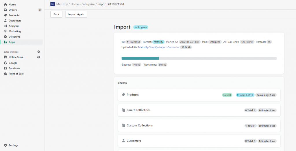 matrixify import clone shopify store full data