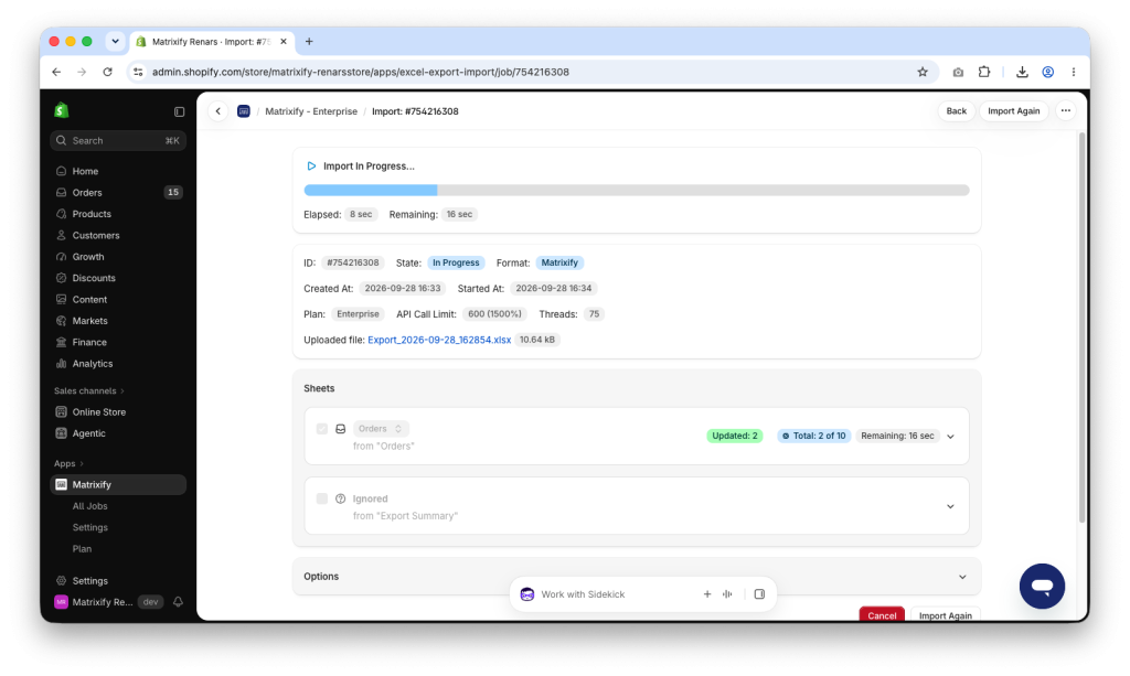 Matrixify Import of Shopify Orders file to bulk remove Line Items