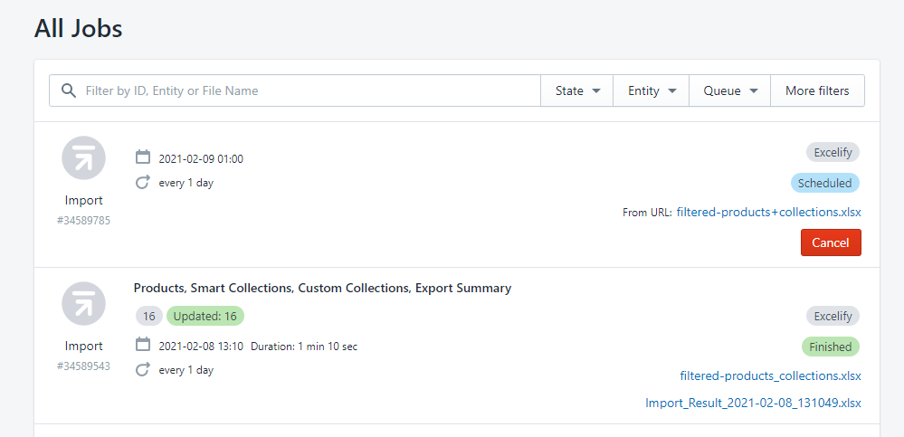 scheduled shopify import sync stores Matrixify 3