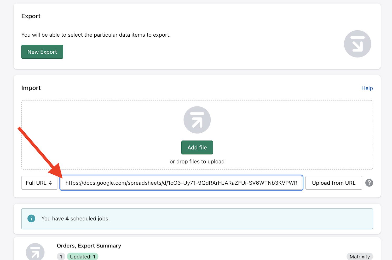 Schedule import to Shopify from Google Drive - Matrixify App